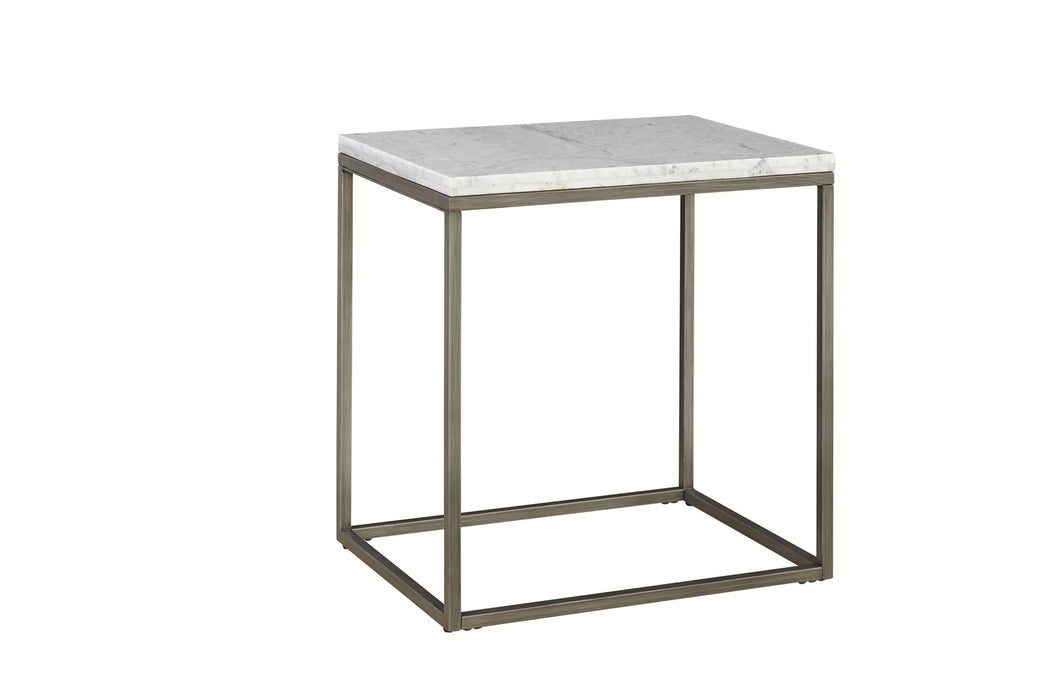 Palliser Furniture Julien Rectangular End Table with Marble Top in Natural Steel 836-025-MBW image