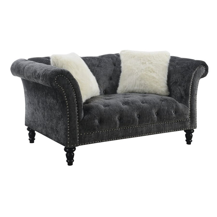Emerald Home Hutton II Loveseat w/ 2 Accent Pillows in Bliss Charcoal U3164-01-53