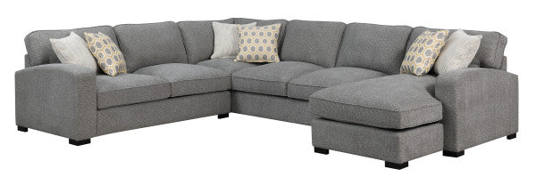 Emerald Home Furnishings Repose 3pc Sectional Sofa w/6 Pillows  in Charcoal U4174-11-12-31-33-K