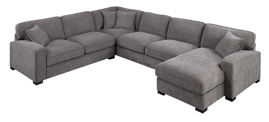 Emerald Home Furnishings Repose 3pc Sectional Sofa w/4 Pillows in Charcoal U4174-11-31-12-03-K